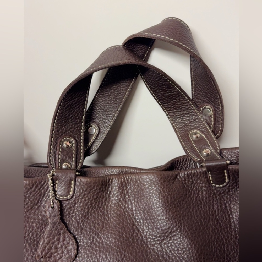 VINTAGE ROOTS VILLAGE TRIBE TOTE HOBO SHOULDER BAG BROWN PEBBLE LEATHER - Picture 5 of 16